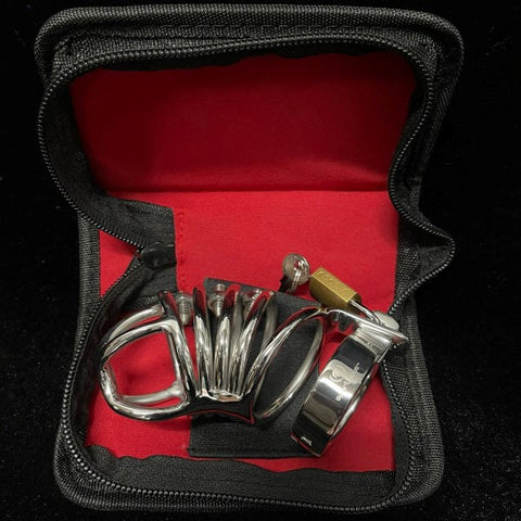 Spartacus Enterprises 4 Ring Locking Chastity Cage With Screws And Lock - Male Chastity