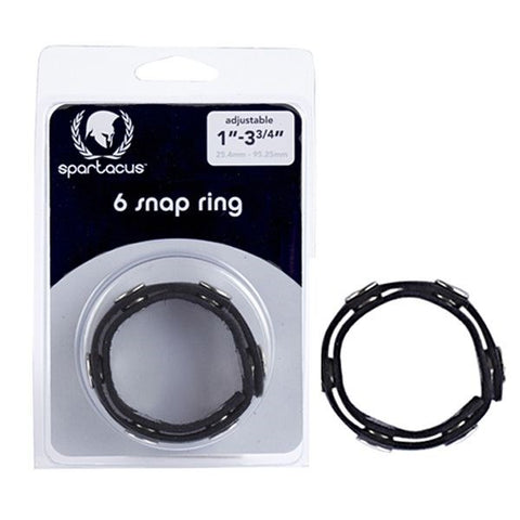 Spartacus Adjustable Leather Penis Ring Comfort and Control with 6 Snap System - Cock Rings