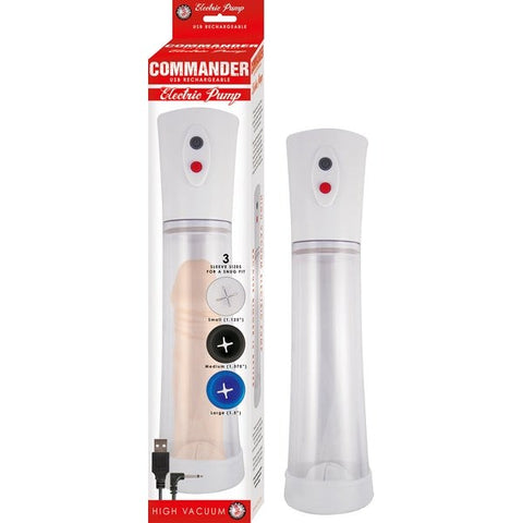 Nasstoys COMMANDER Electric Cock Pump Rechargeable 3 Sleeve Penis Enhancement - Pumps, Extenders and Sleeves