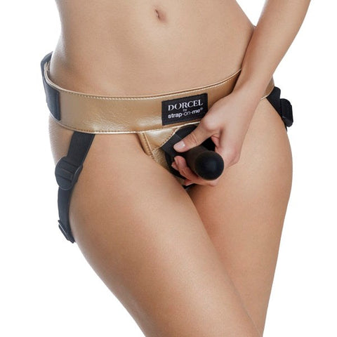 Dorcel Strap On Me Luxurious Harness Gold Faux Leather Adjustable - Strap On Sextoys