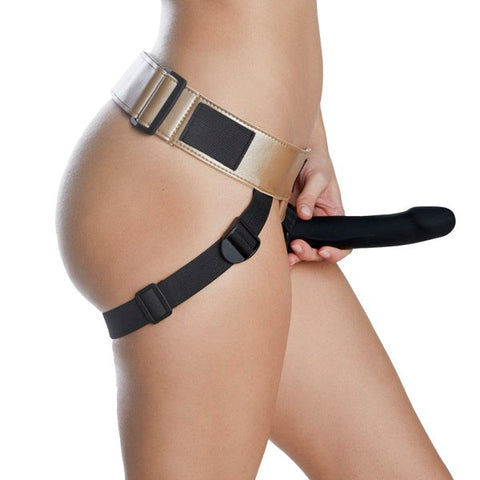Dorcel Strap On Me Luxurious Harness Gold Faux Leather Adjustable - Strap On Sextoys