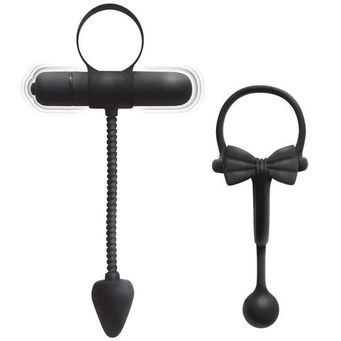 Dual Pleasure Powerhouse ENHANCER Cockring & Stretchy Butt Plug Set with Vibration - Sex Kits