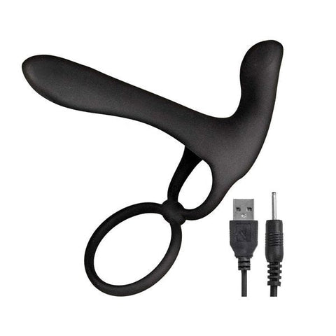Nasstoys Dual Pleasure P Spot Vibrator Rechargeable and Waterproof with Cock Rings - Prostate Toys