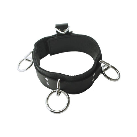 Spartacus Premium Adjustable Leather Collar with Triple O Rings Locking - Collars and Leads