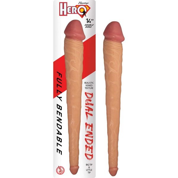 HERO Double Ender Dong 14 Inch Big Tip And Little Tip - - Double Ender