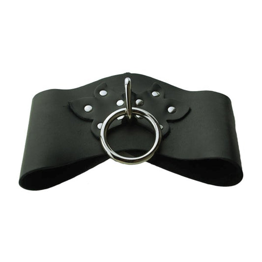 Leather Bondage Posture Collar with O-ring - - Collars and Leads