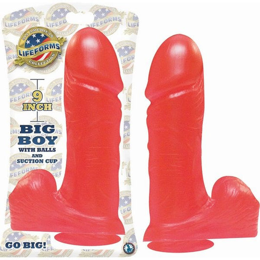 LIFEFORMS Big Boy With Balls & Suction Cup 9 Inch Jelly - - Realistic Dildos