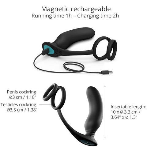 Love To Love Dual Pleasure P Spot Plug and Cock Ring with Remote Control - Prostate Toys