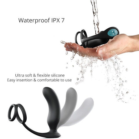 Love To Love Dual Pleasure P Spot Plug and Cock Ring with Remote Control - Prostate Toys