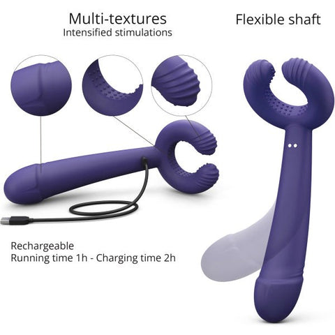 Love To Love Please Me Multifunctional Vibrating Pleasure Ring with 3 Motors - Sex Toys For Couples