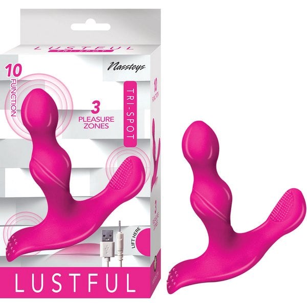 LUSTFUL Tri-Spot Insertable P or G-Spot Massager - - Prostate Sex Toys