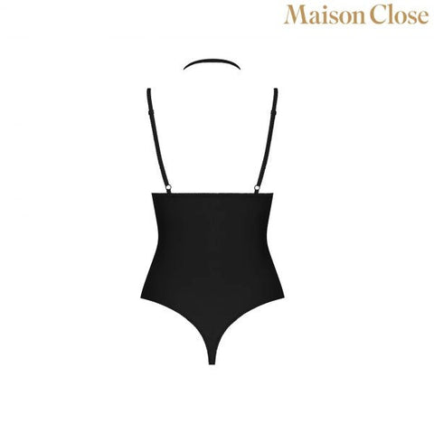 Maison Close Black Bodysuit Thong With Naked Breast Open Cup Design - Teddies and Bodysuits