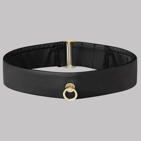 Maison Close Chambre Noire Choker Slave Collar with Golden Ring - Collars and Leads