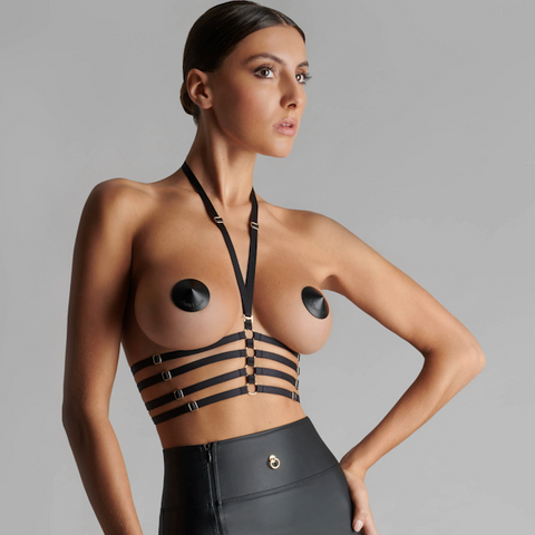Maison Close Chambre Noire Adjustable Harness with Gold Ring Details - Her Fetish