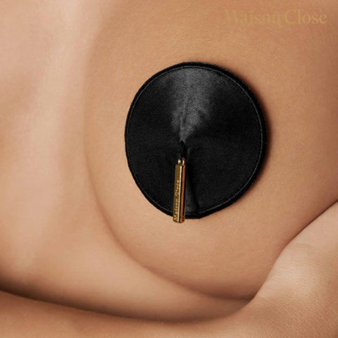 Maison Close Luxurious Black Gold Tassel Nippies with Body Adhesive - Fancy Dress Ups