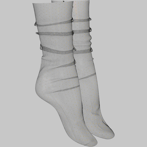 MAISON CLOSE Nylon Floral Patterned Dress Up Socks Sheer Lingerie - Fancy Dress Ups