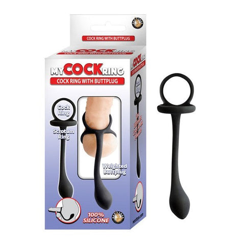 Nasstoys Dual Pleasure Powerhouse Silicone C Ring with Weighted Buttplug - Butt Plugs