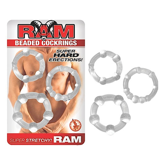 RAM Beaded 3 x Stretchy Cockrings Set - - Cock Ring Sets