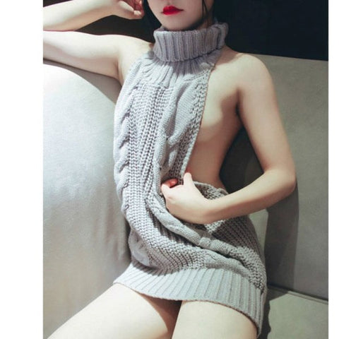 Starfire Daydream Daring Open Back Turtle Neck Sweater with Revealing Design - Her Fetish