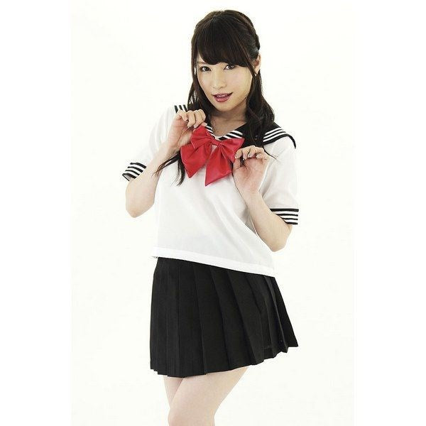 Original Japanese Sailor Uniform With Red Ribbon Medium - - Fancy Dress Ups