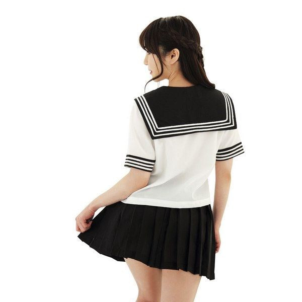 Original Japanese Sailor Uniform With Red Ribbon Medium - - Fancy Dress Ups