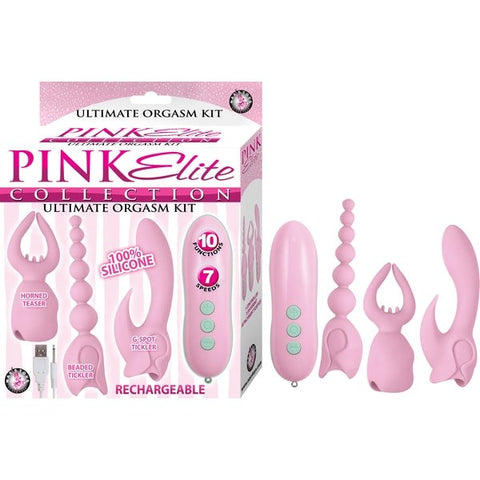Nasstoys PINK ELITE 3 in 1 Silicone Massage Kit with Interchangeable Heads - Sex Kits