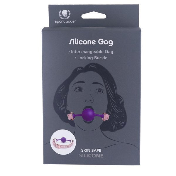 Pink Snake Silicone Purple Ball Gag With Leather Lining - - Bondage Gags and Bits
