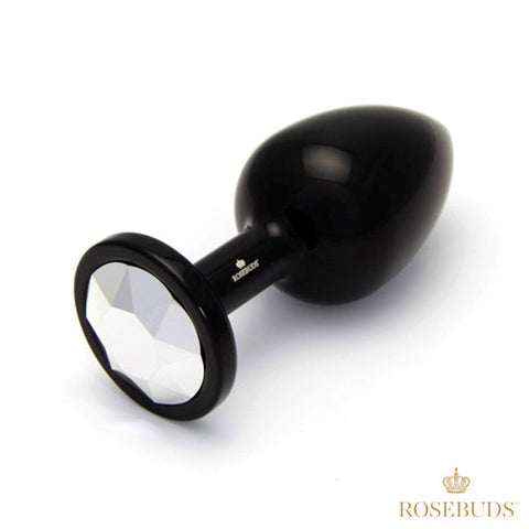 Rosebuds Black Aluminium Butt Plug With Gem Large Temperature Play - Butt Plugs