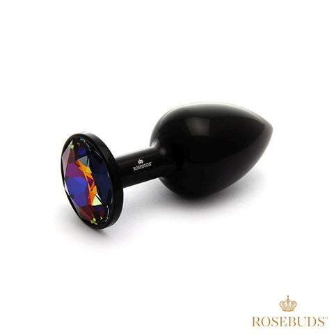 Rosebuds Black Aluminium Butt Plug With Gem Medium Temperature Play - Butt Plugs