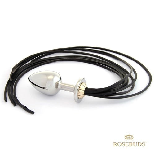 Rosebuds Luxe Black Long Leather Whipbud XL - - Butt Plugs