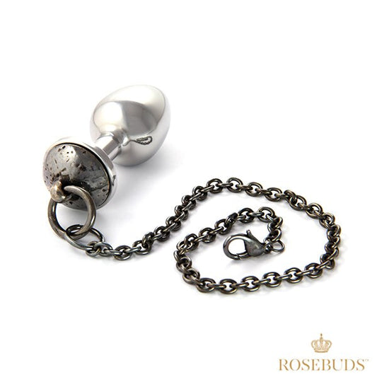 Rosebuds Luxe Metal Anal Plug With Chain Medium - - Butt Plugs