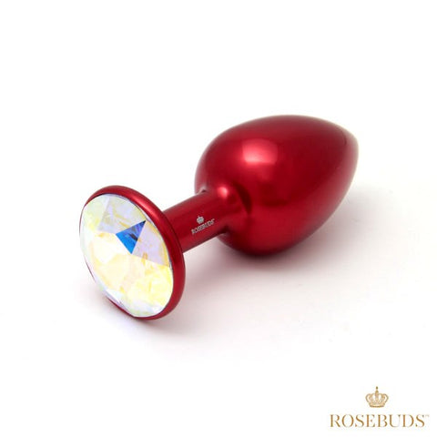Rosebuds Jewelry Red Aluminium Butt Plug With Gem Medium Premium Crystal - Butt Plugs