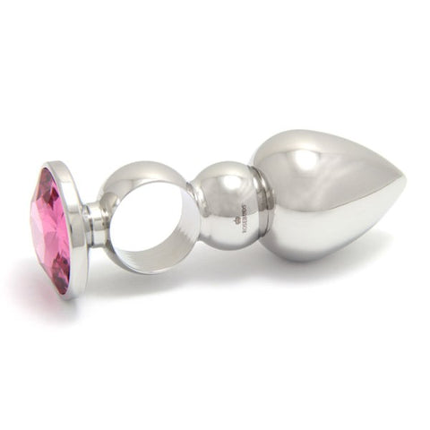 Rosebuds Jewelry Ringed Stainless Steel Butt Plug Gem with Crystal - Butt Plugs