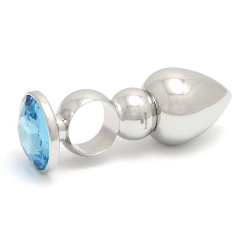 Rosebuds Jewelry Ringed Stainless Steel Butt Plug Gem with Crystal - Butt Plugs