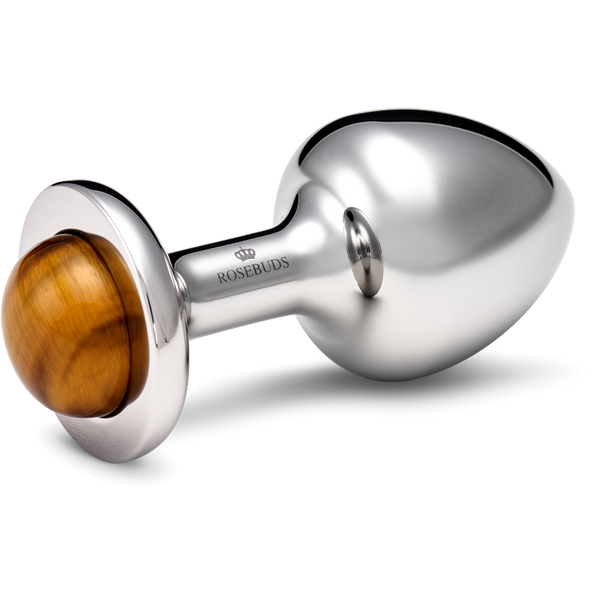 Rosebuds Stainless Steel Anal Plug Smooth With Tiger Eye - - Butt Plugs