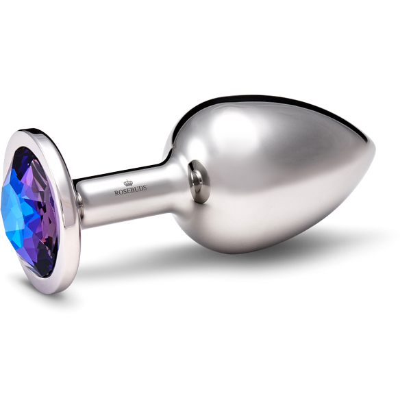 Rosebuds Stainless Steel Anal Pluge With Gem Large - - Butt Plugs