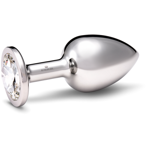 Rosebuds Stainless Steel Anal Plug With Gem Large Premium Steel Design - Butt Plugs