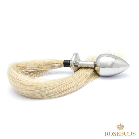 Rosebuds Luxurious Tailbud Blonde Horsetail Anal Pleasure Plug and Authentic Hair - Butt Plugs