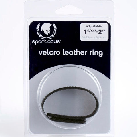 Spartacus Enterprises Adjustable Leather Pleasure Ring with Velcro Closure - Cock Rings