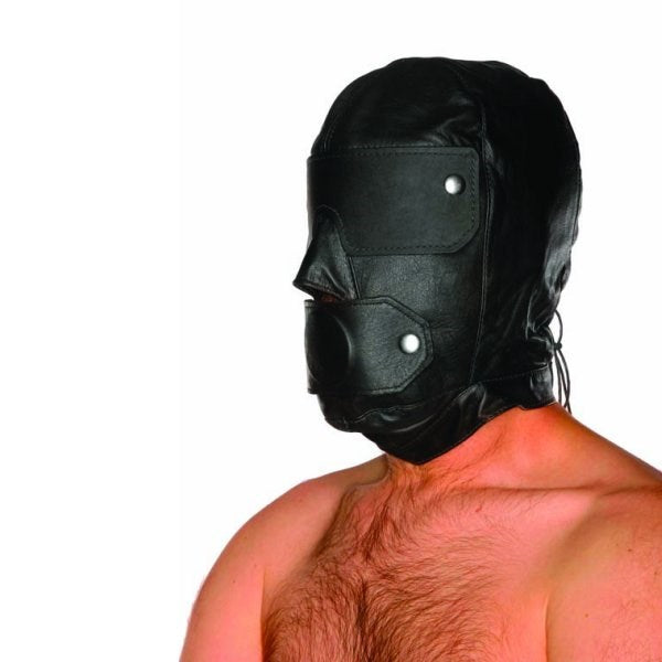Slave Hood With Detachable Gag and Blindfold - - Bondage Hoods