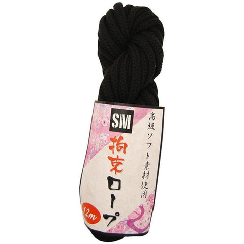Exe and King SM Restraint Soft Bondage Rope 12 metres Black Soft Touch - Cuffs And Restraints