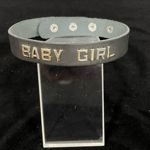 Spartacus Leather Wordband Collar Adjustable Baby Girl BDSM Collar - Collars and Leads