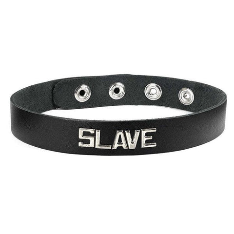 Spartacus Premium Leather BDSM Wordband Collar Cum Dump Handcrafted USA Made - Collars and Leads