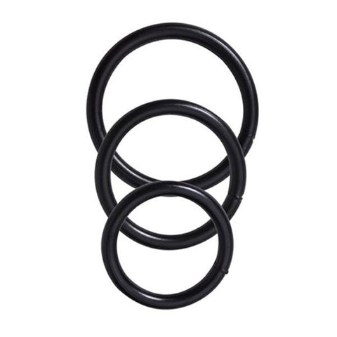 Spartacus Enterprises Steel 3 Piece Cock Ring Set Black with Multiple Sizes - Steel Cock Rings