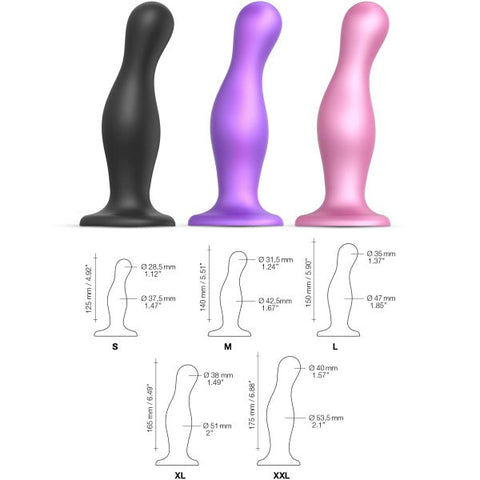 Strap On Me Dildo Plug Curvy Metallic Purple with Suction Cup Base - Anal Dildos