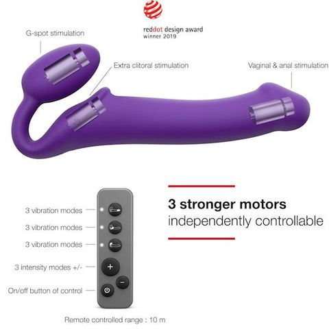 STRAP ON ME 3 Motors Vibrating Bendable Strap On Large with Triple Motor - Strap On Sextoys