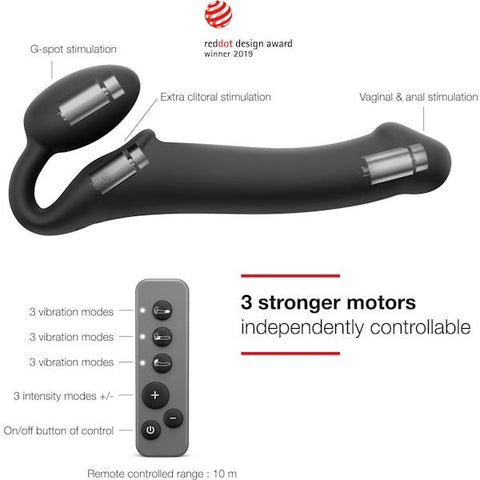 Strap On Me Deluxe Vibrating Pleasure Enhancer Three Motor Bendable Strap On - Strap On Sextoys