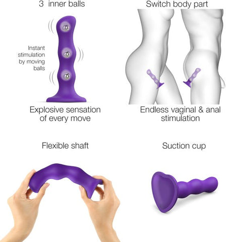 Strap On Me Dildo Plug With Geisha Balls Medium with Rotating Stimulation - Anal Dildos