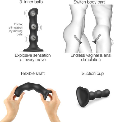 Strap On Me Dildo Plug With Geisha Balls XL with Internal Ball Movement - Anal Dildos