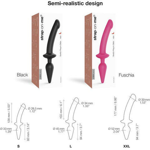 Strap On Me Switch Plug In Semi Realistic Black 2 in 1 Dildo and Plug - Anal Dildos